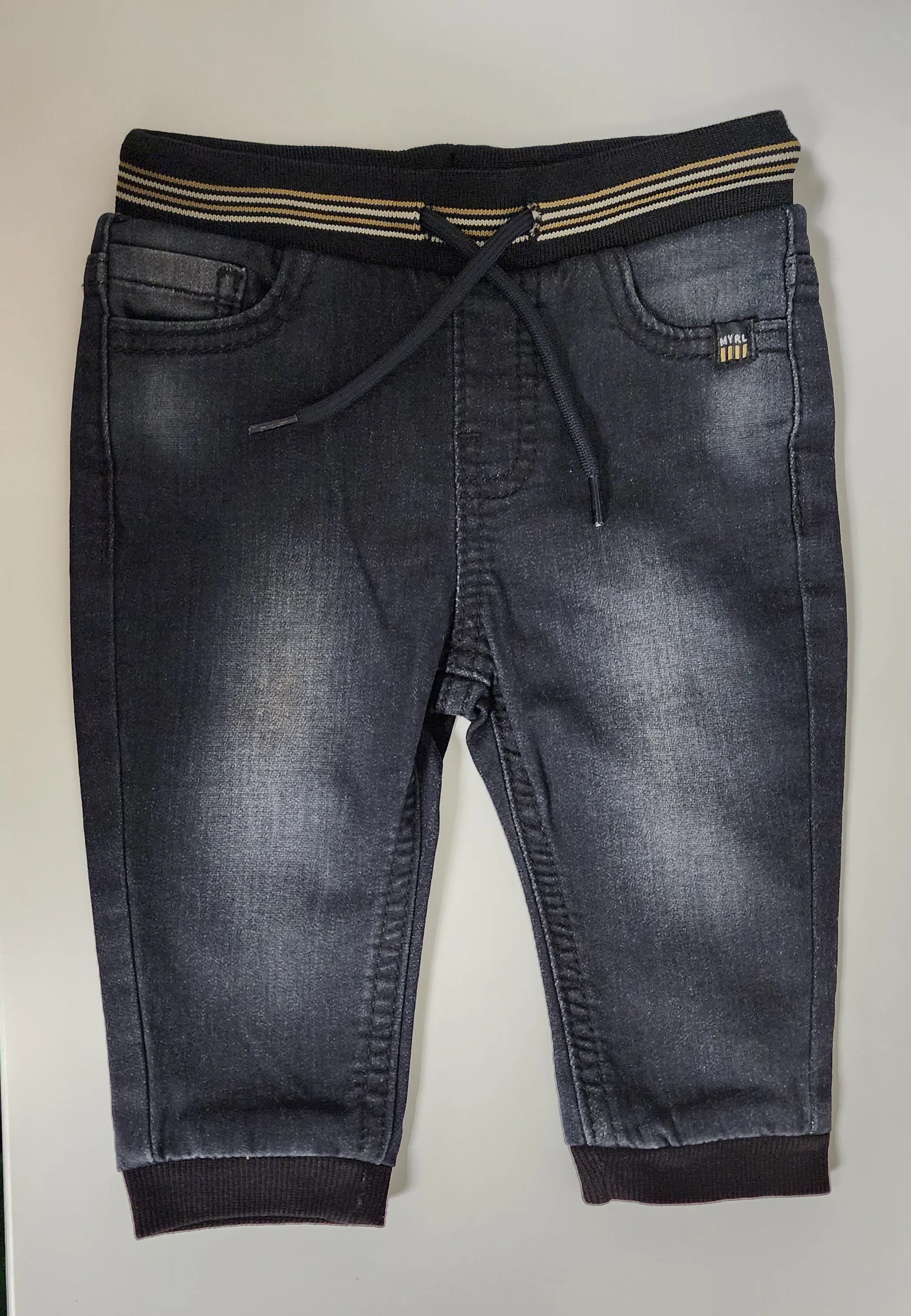 Boys Soft Denim Black Joggers