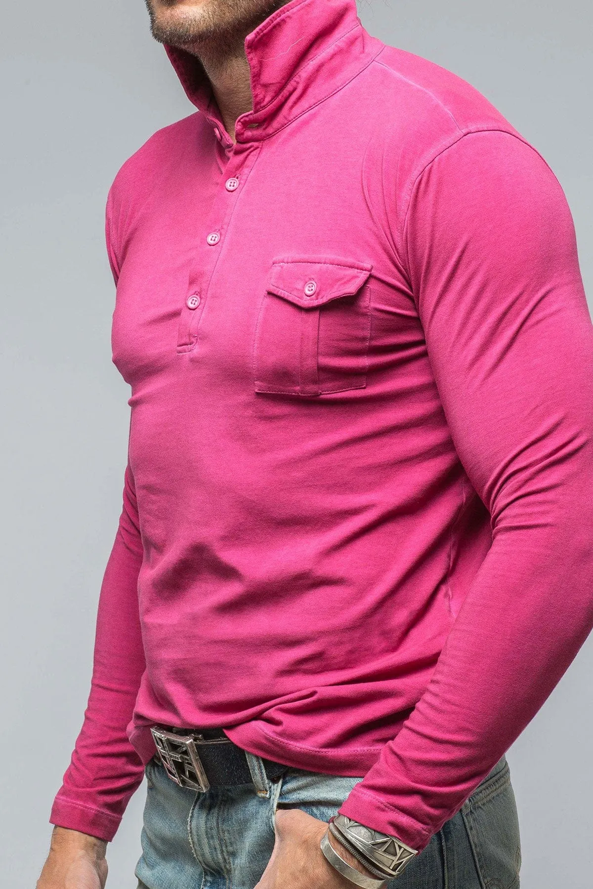Cafe Paco LS Polo Shirt In Raspberry