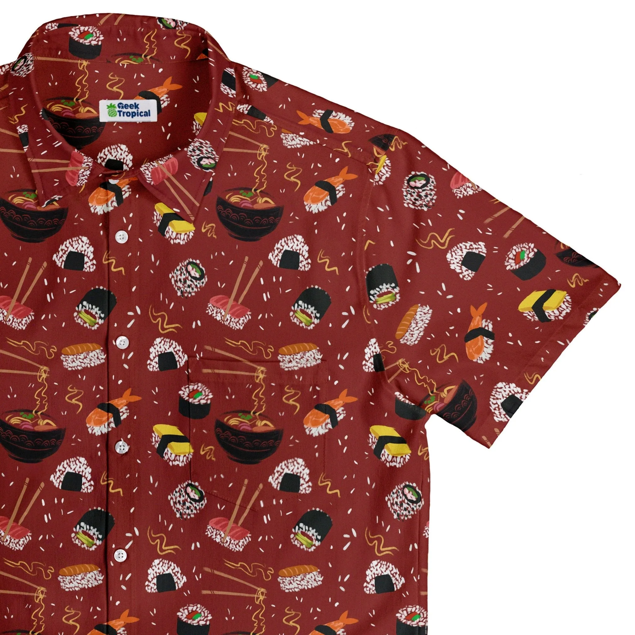 Oishi Sushi Red Button Up Shirt